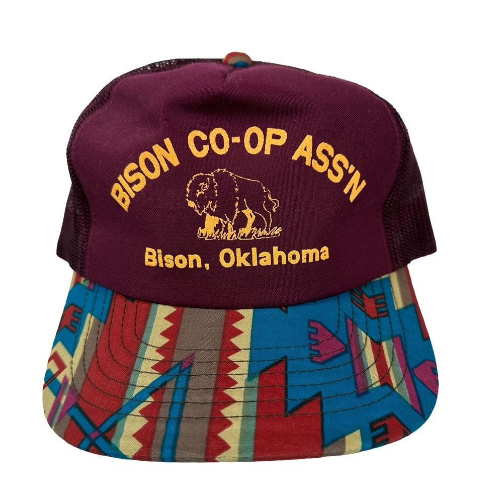 Bison Co-Op Ass'n Trucker Hat western tribal buffalo punchy retro‎ cap cowboy